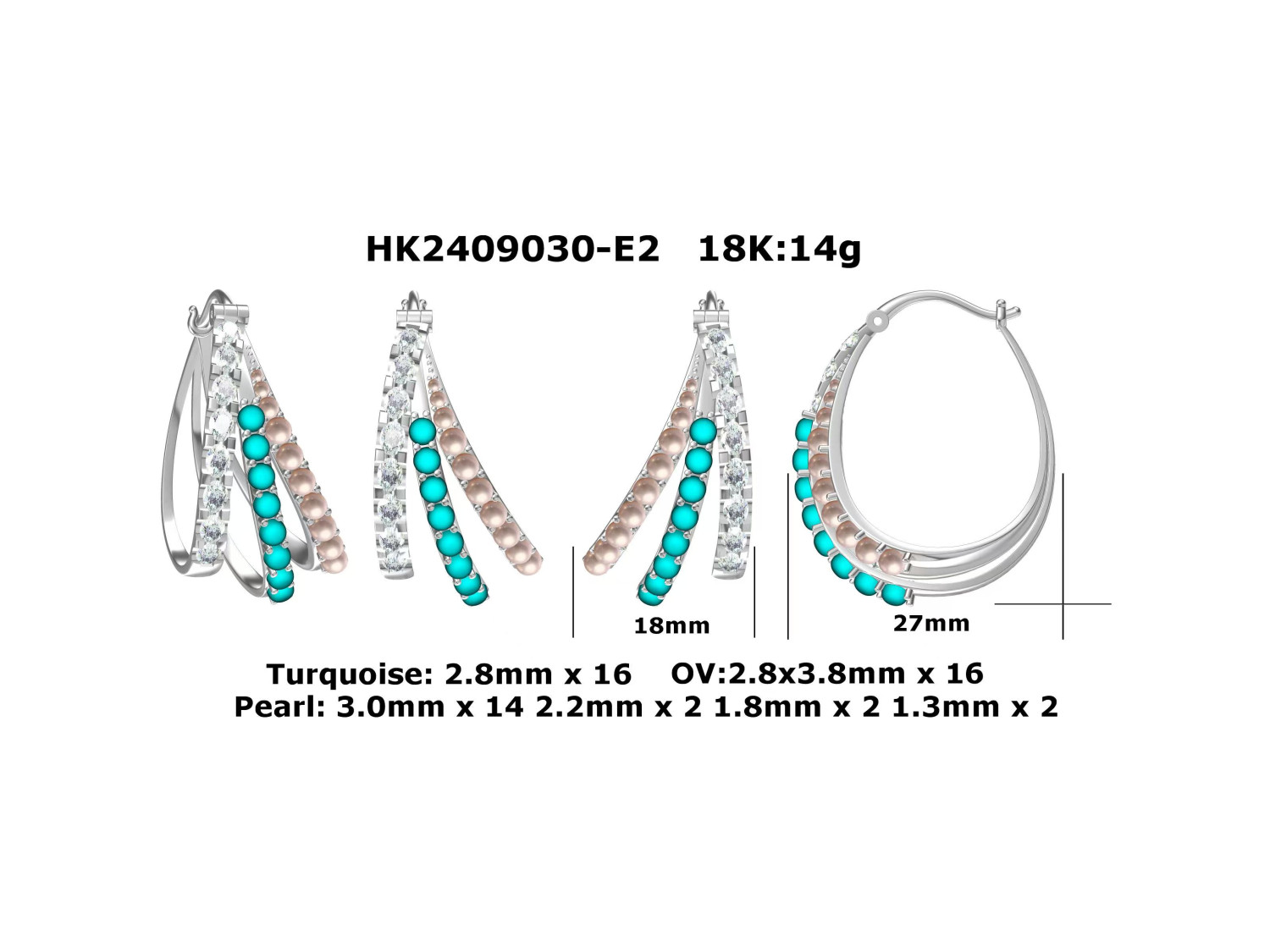 HK2409030-E2(PK-183E) / Diamond & Gemstone Earrings
