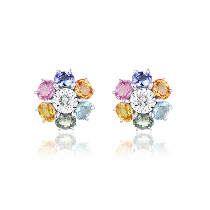 Colour Sapphire and Diamond Earrings / PK-53SE+2/CHR