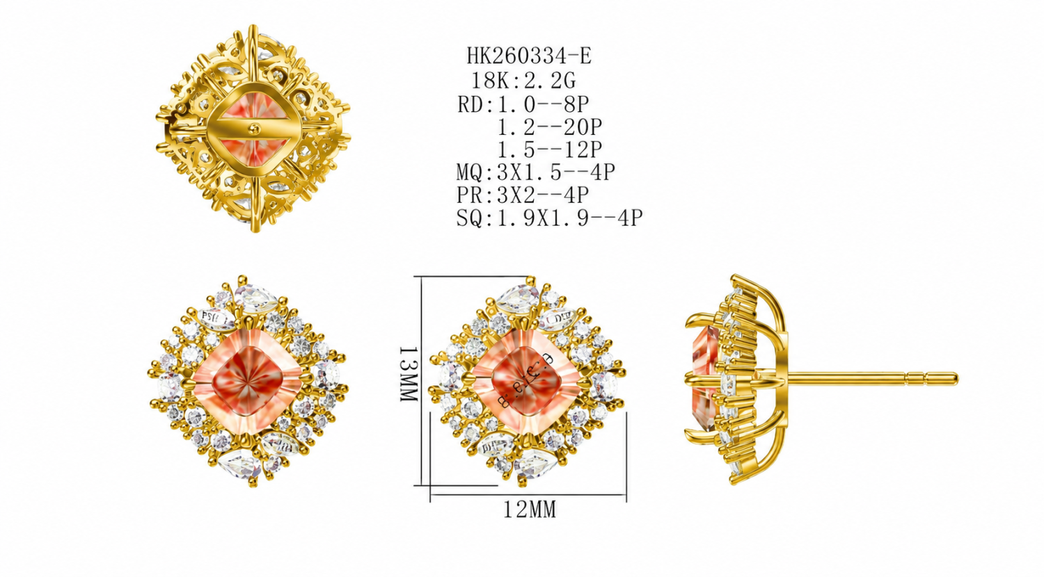 Gemstone Earrings / HK260334-E