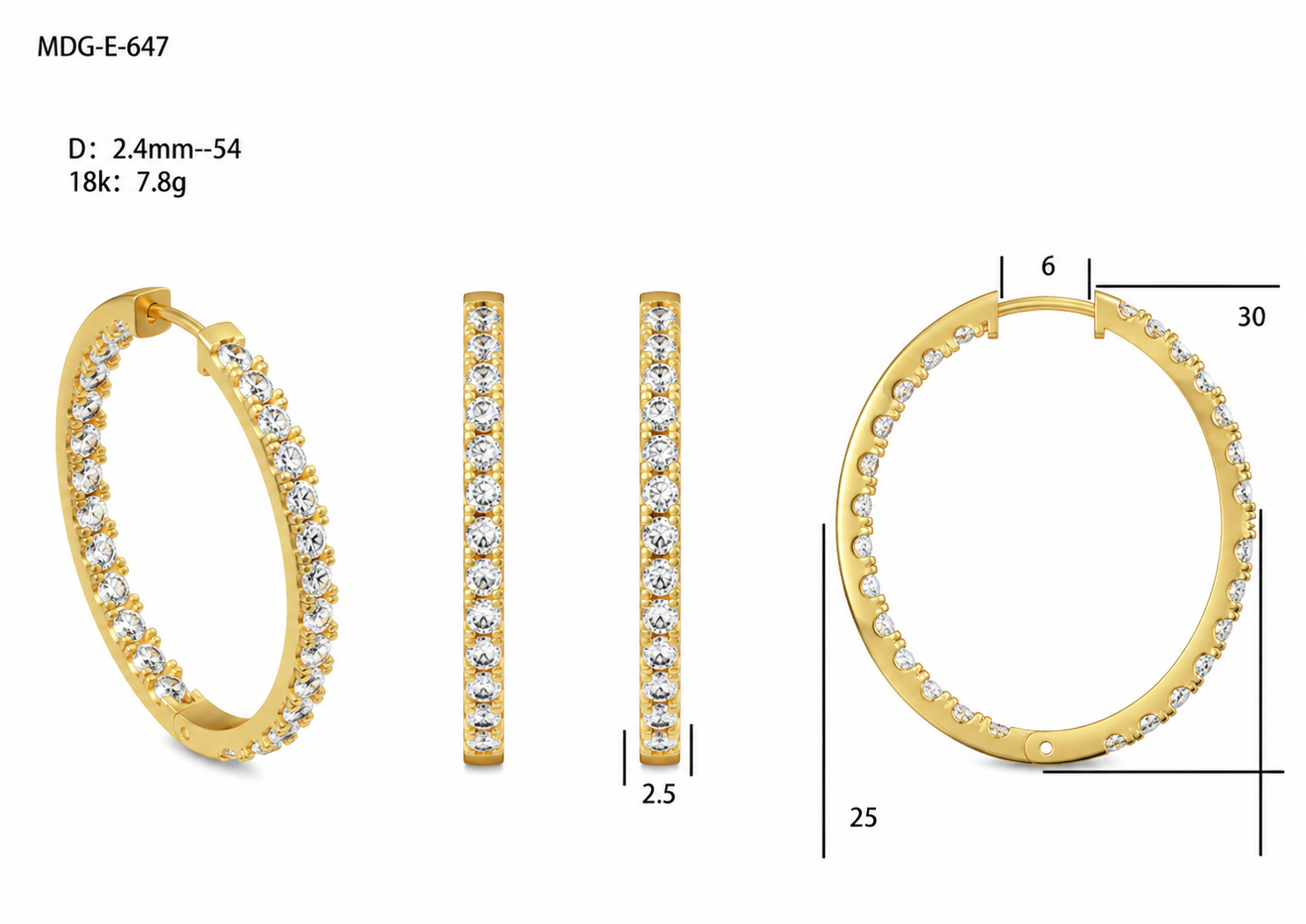 Gold & Diamond Earrings / MDG-E-647