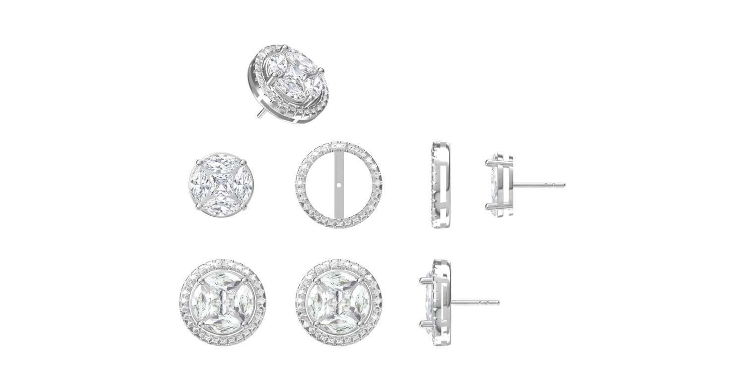 Illusion Diamond Earrings With Halo / HK2501019-E