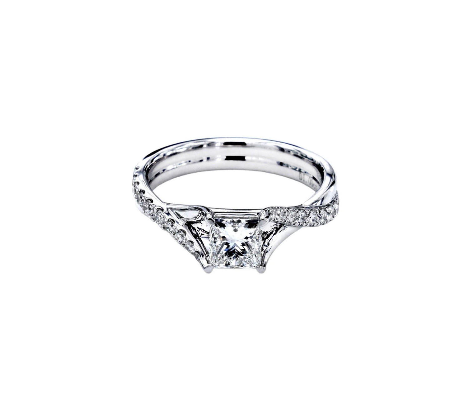 GIA Certified Princess Cut Hugging Diamond Ring / PK-163R/NCNR