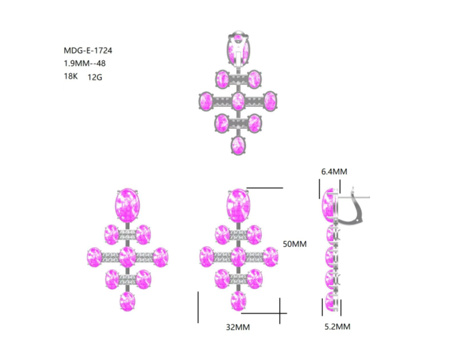 MDG-E-1724(PK-164E) / Gemstone Earrings