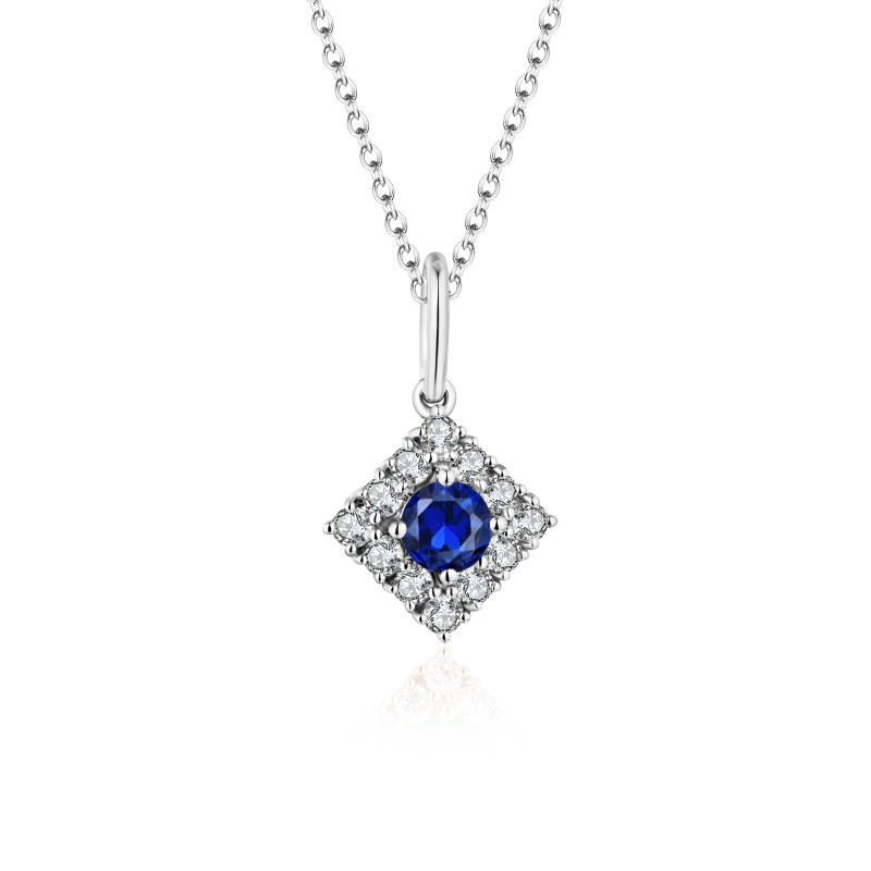 Blue Sapphire Box Pendant with Chain / PK-30P+3/COR