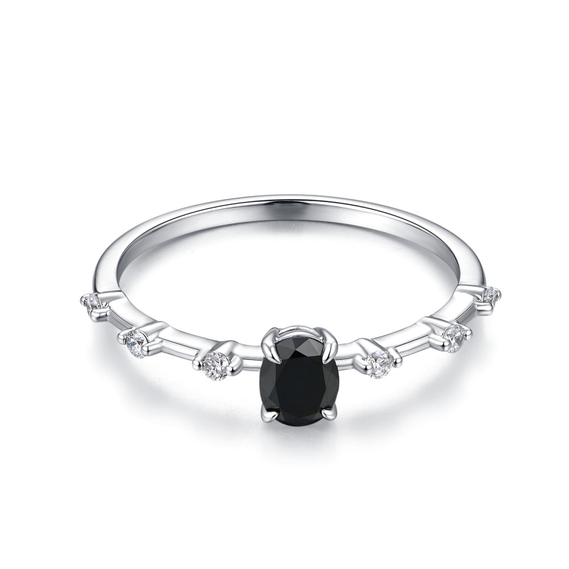 Oval Black Diamond Space Ring / PK-150R/MOR