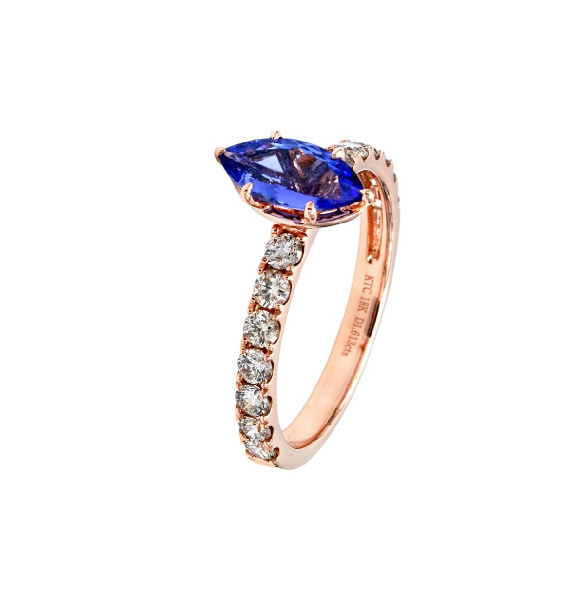 Classic Marquise Tanzanite and Round Diamond Ring / PK-66R+3/THR