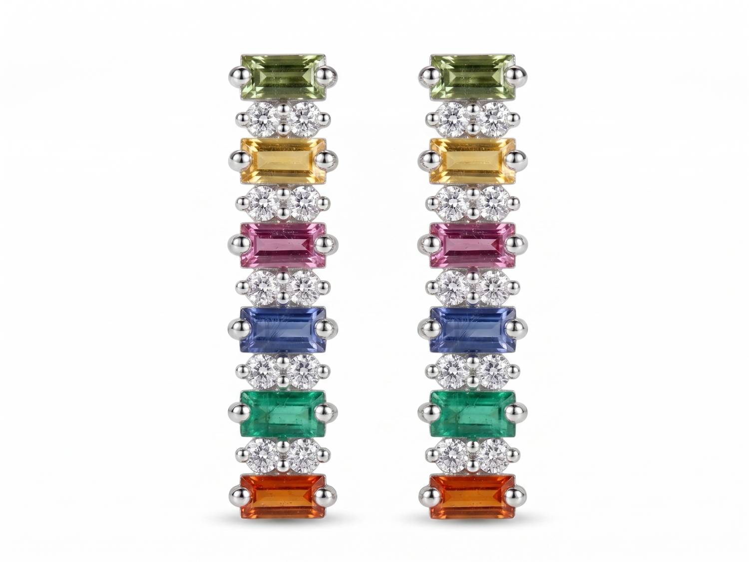 Multi Sapphire and Diamond Earrings / PK-13SE+2/HSR