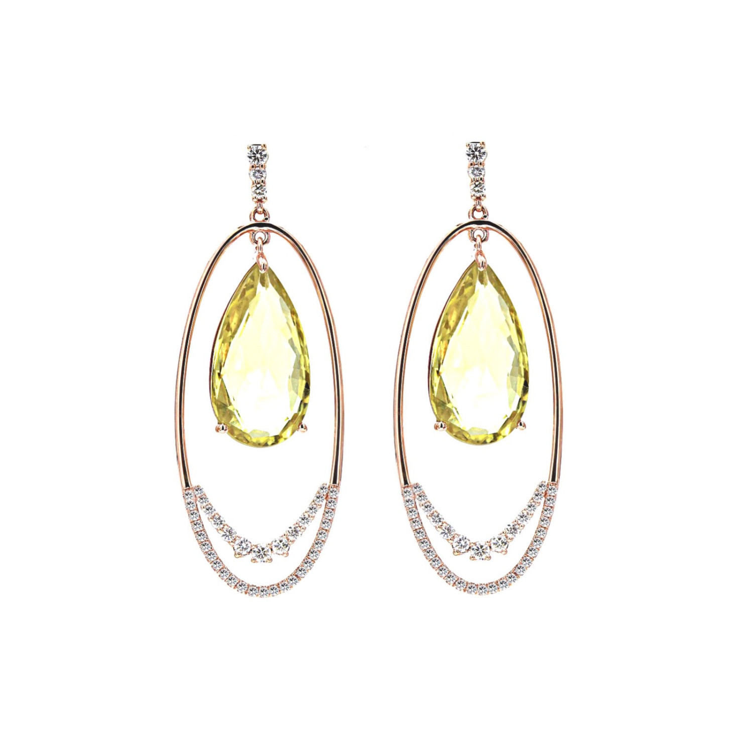 Lemon Quartz White Diamond Earrings / PK-42SE/MNER