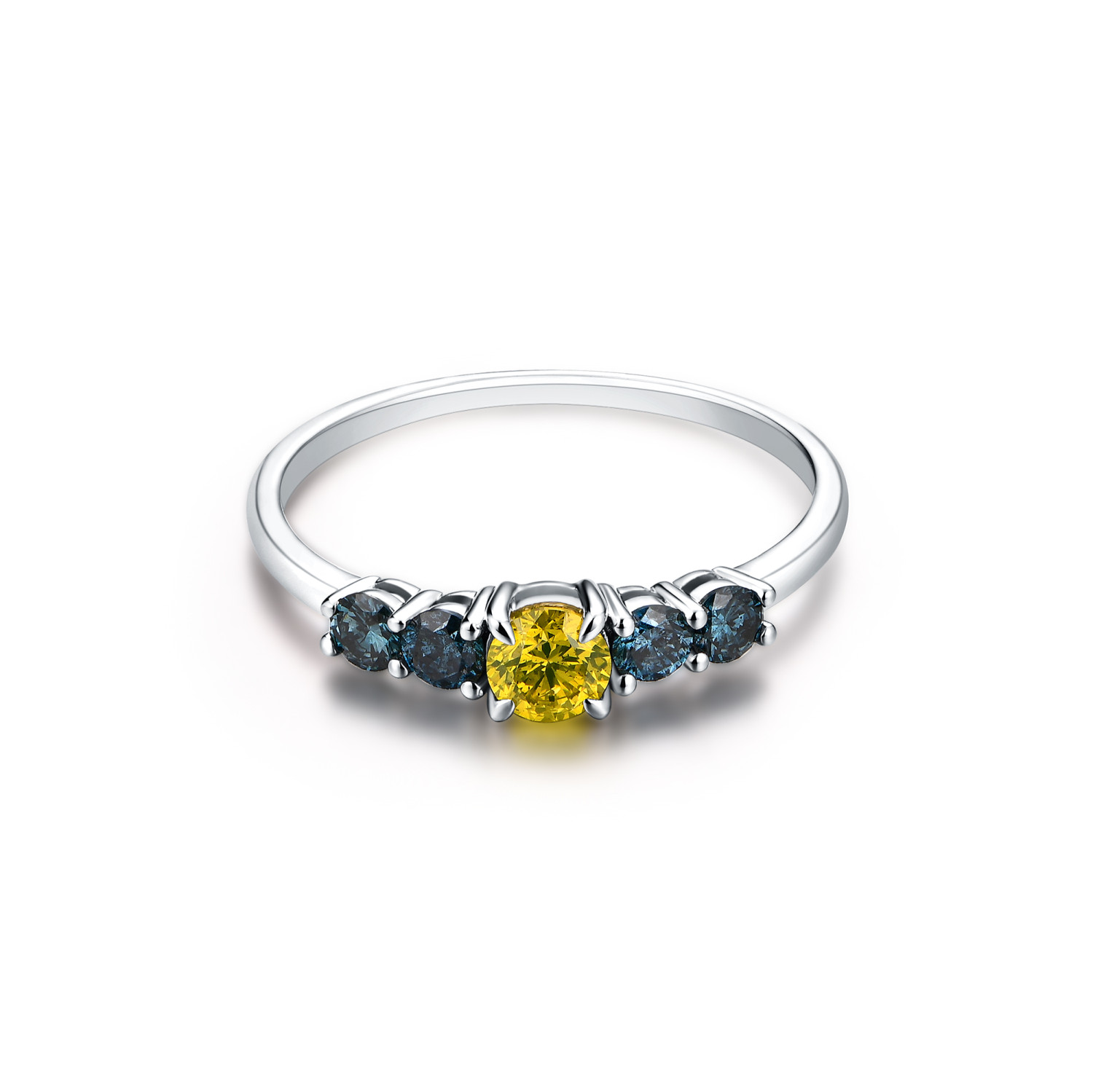 Lemon Yellow and Blue Diamond Ring / PK-129R/NRR