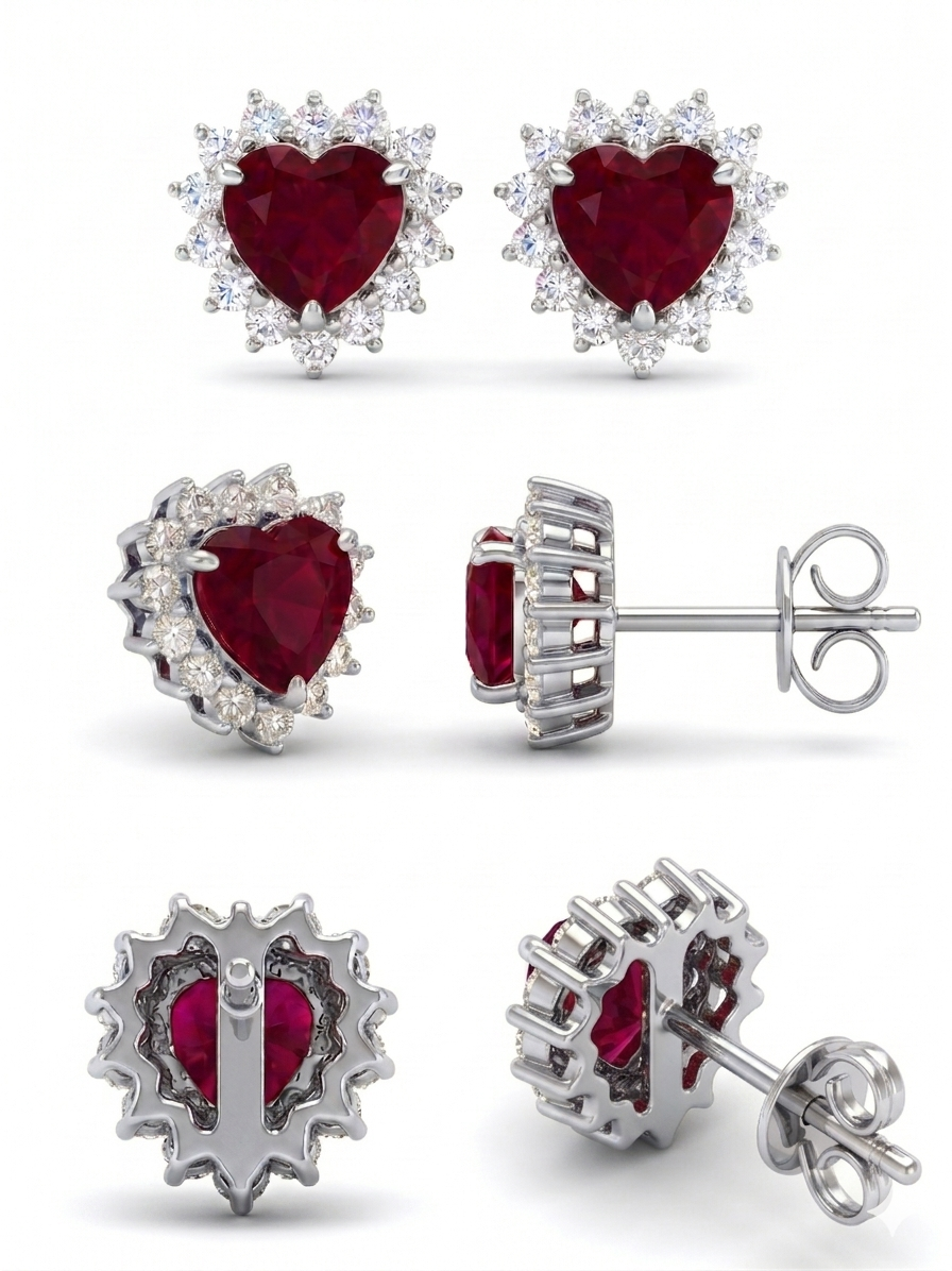 Ruby With Diamond Earrings / PK-71E+2/AER