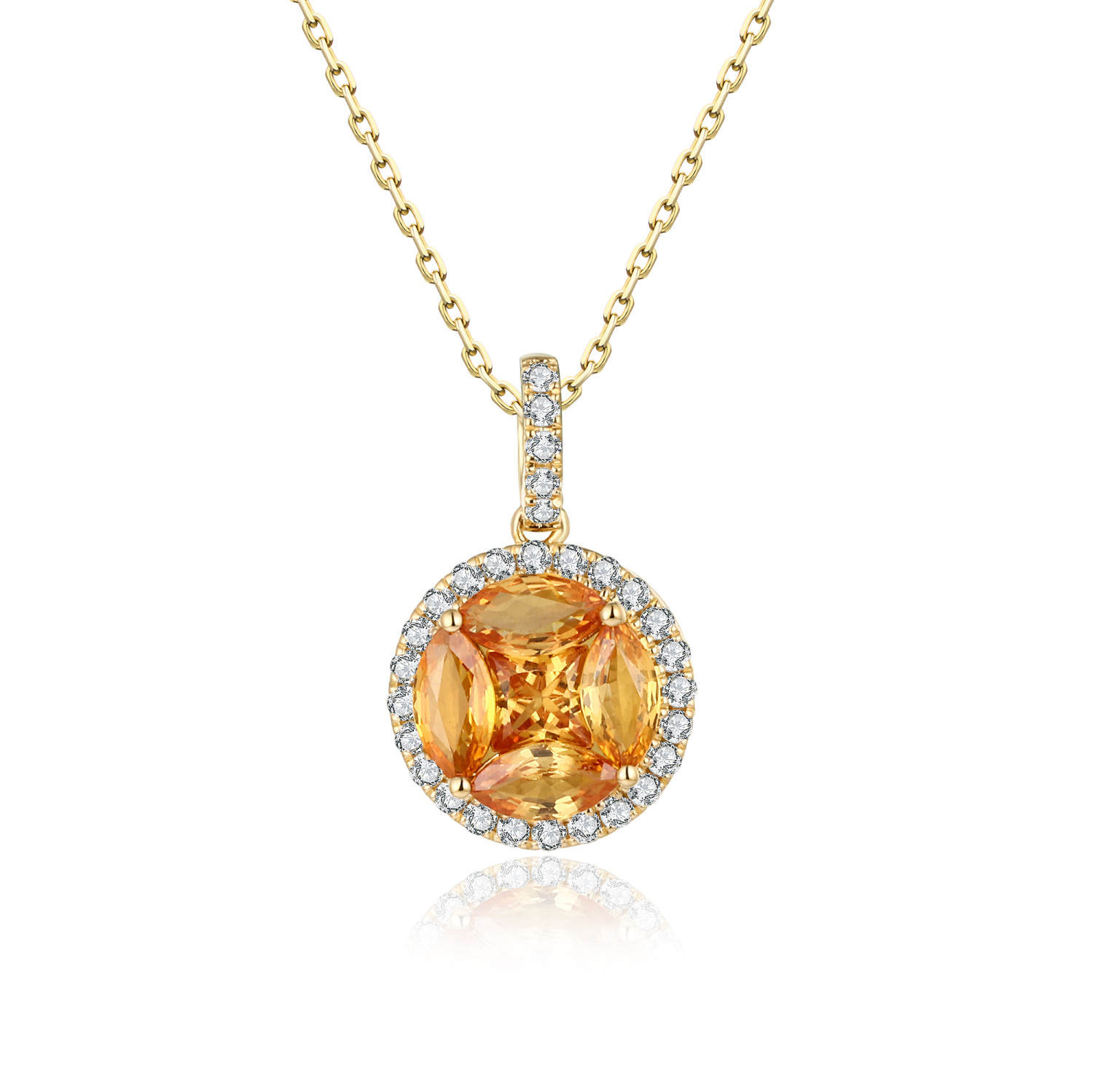 Yellow Sapphire and Diamond Pendant / PK-58SP+1/CHR