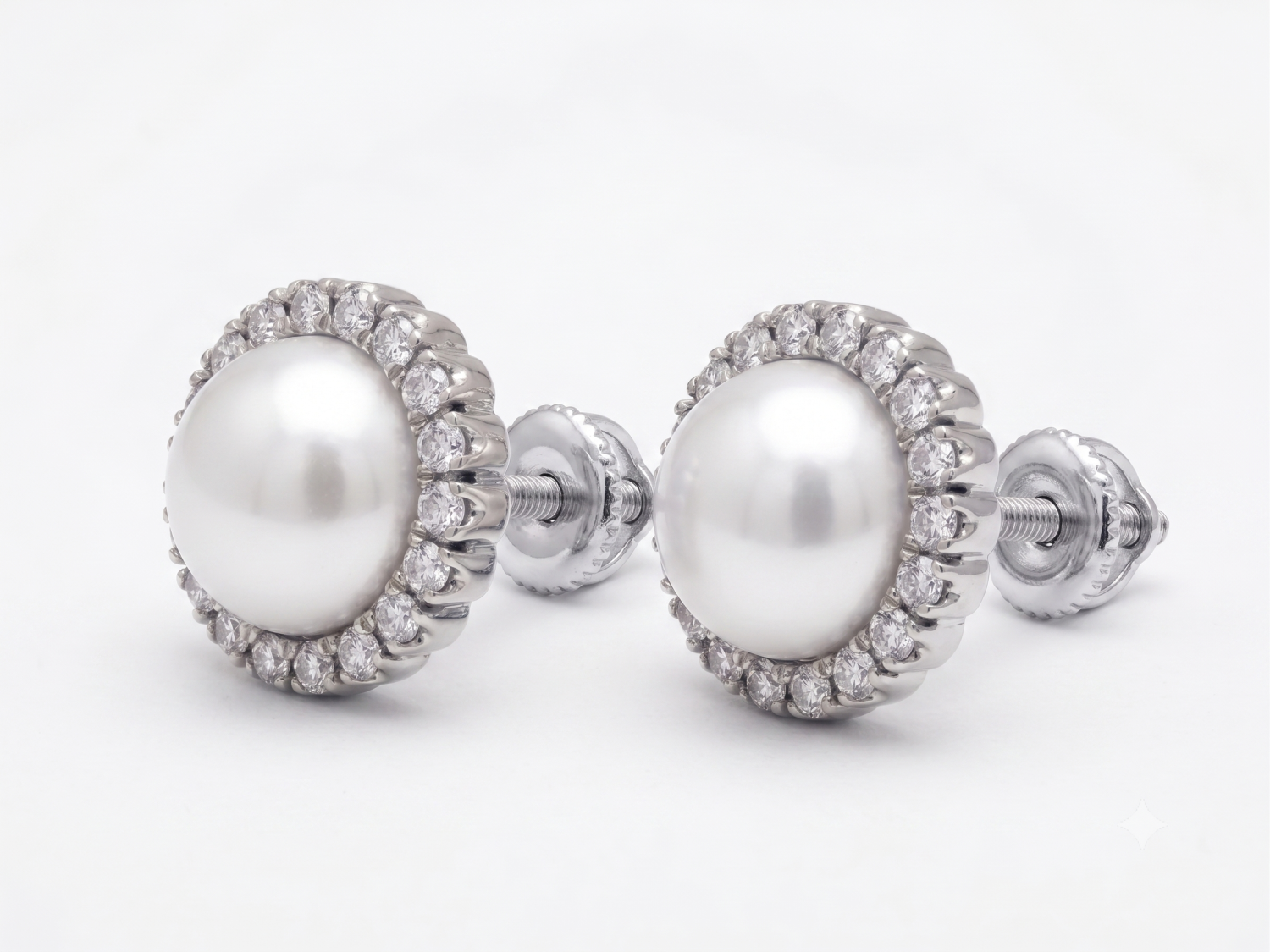 Diamond With Pearl Earrings / PK-140E/MCSR