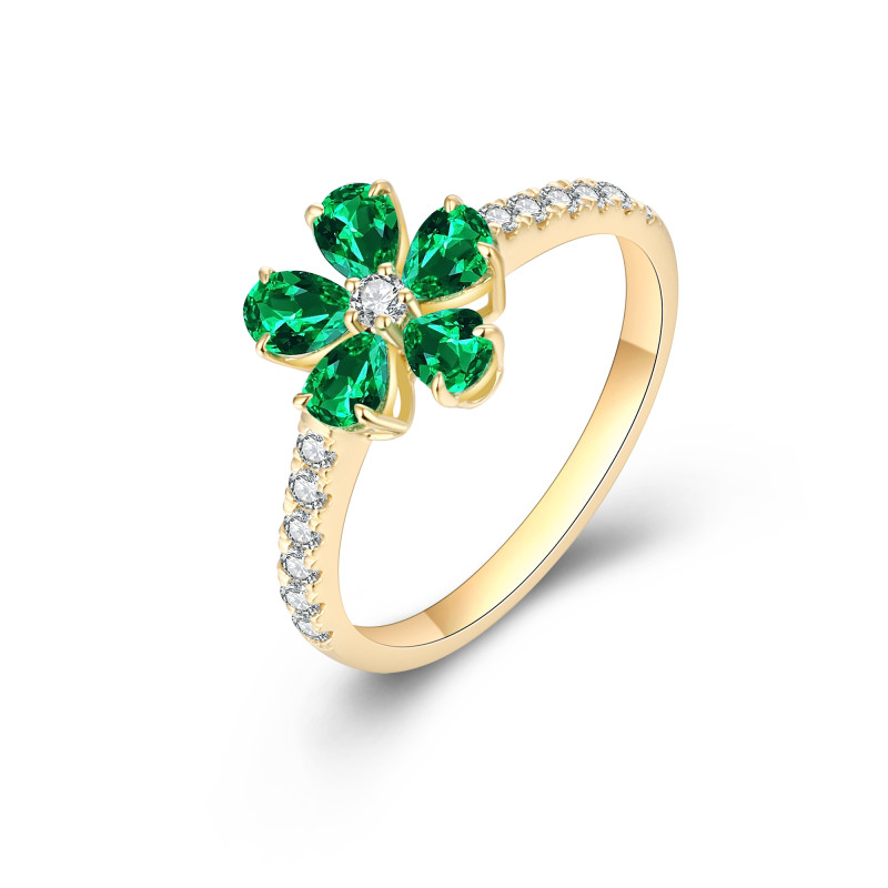 Natural Emerald and White Diamond Ring / PK-70SR/HER
