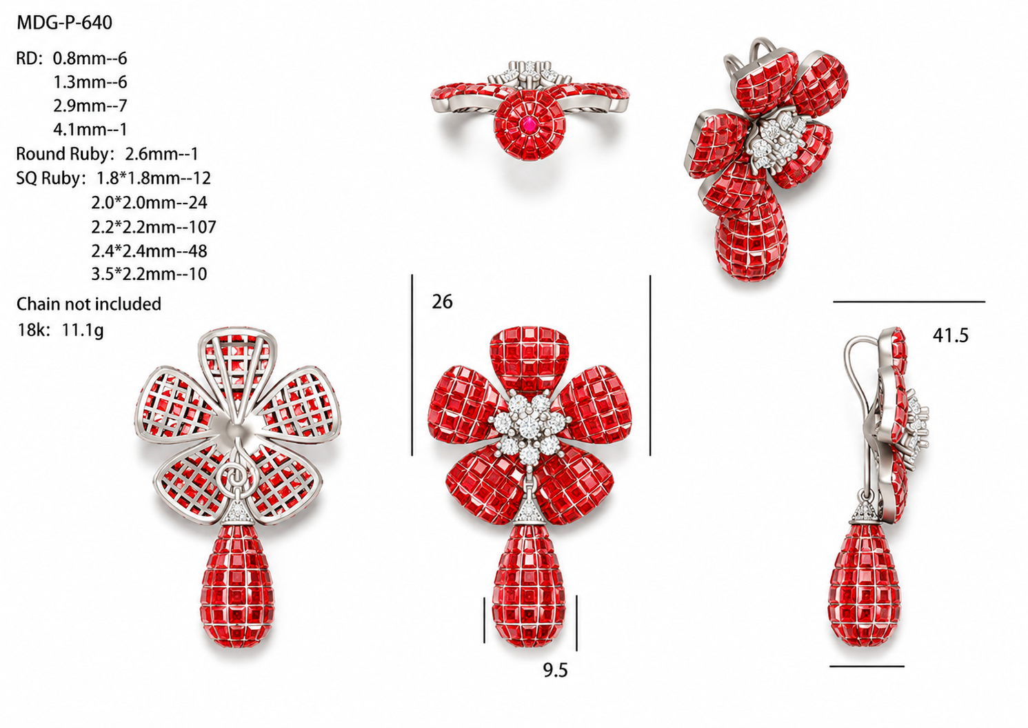 Diamond and Ruby Pendant / MDG-P-640 (PK-93P)