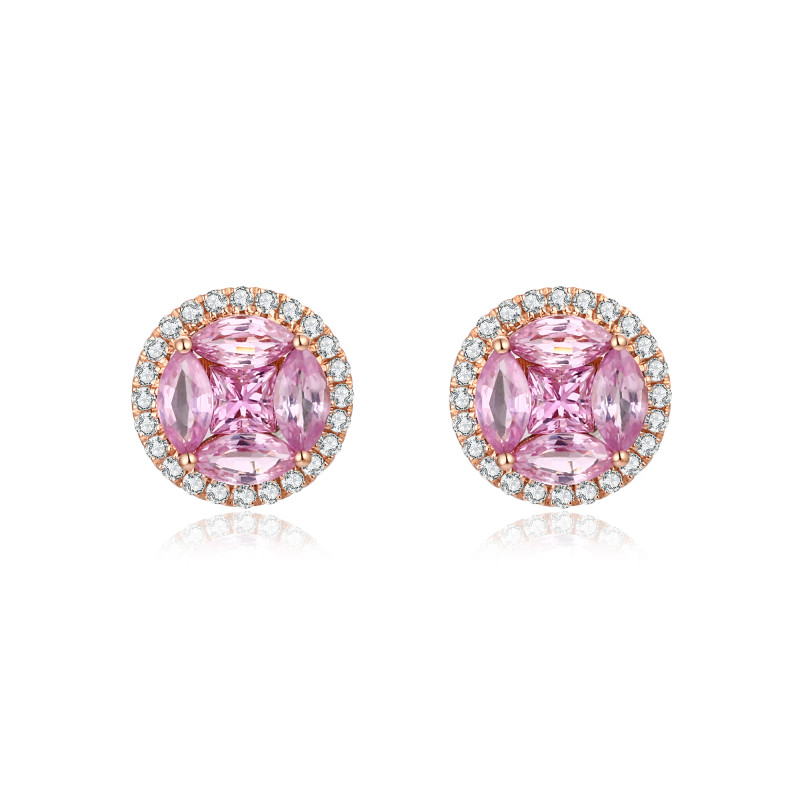 Pink Sapphire and Diamond Earrings / PK-58SE/TSR