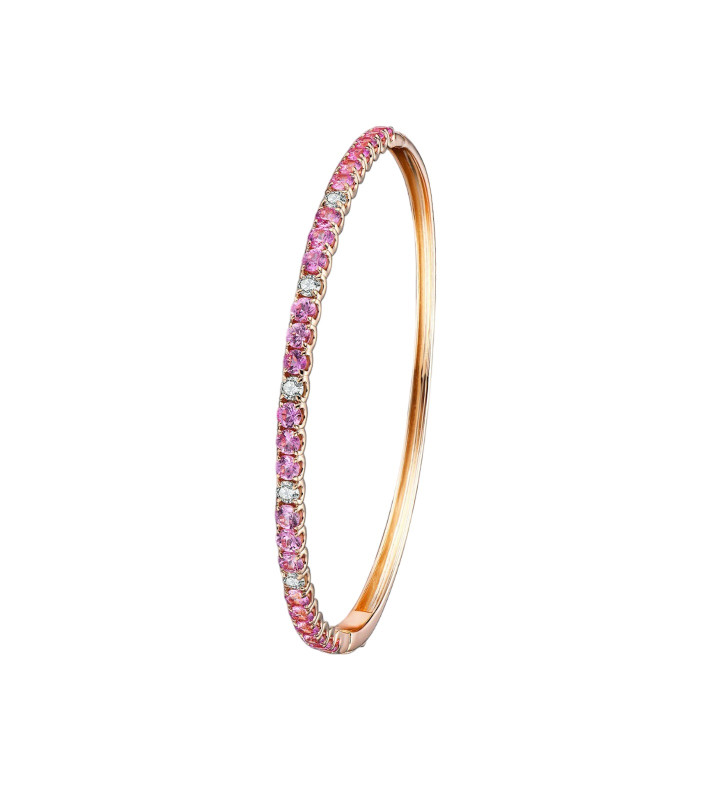 Classic Pink Sapphire and White Diamond Half Bangle / PK-23B+5/MMAR