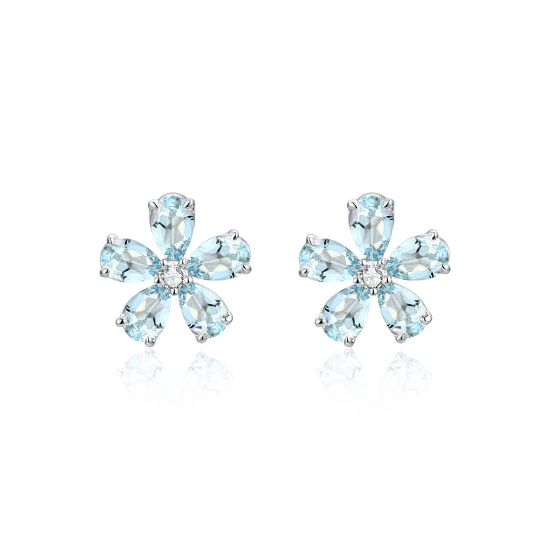 Natural Aquamarine and White Diamond Earrings / PK-69SE/NTR