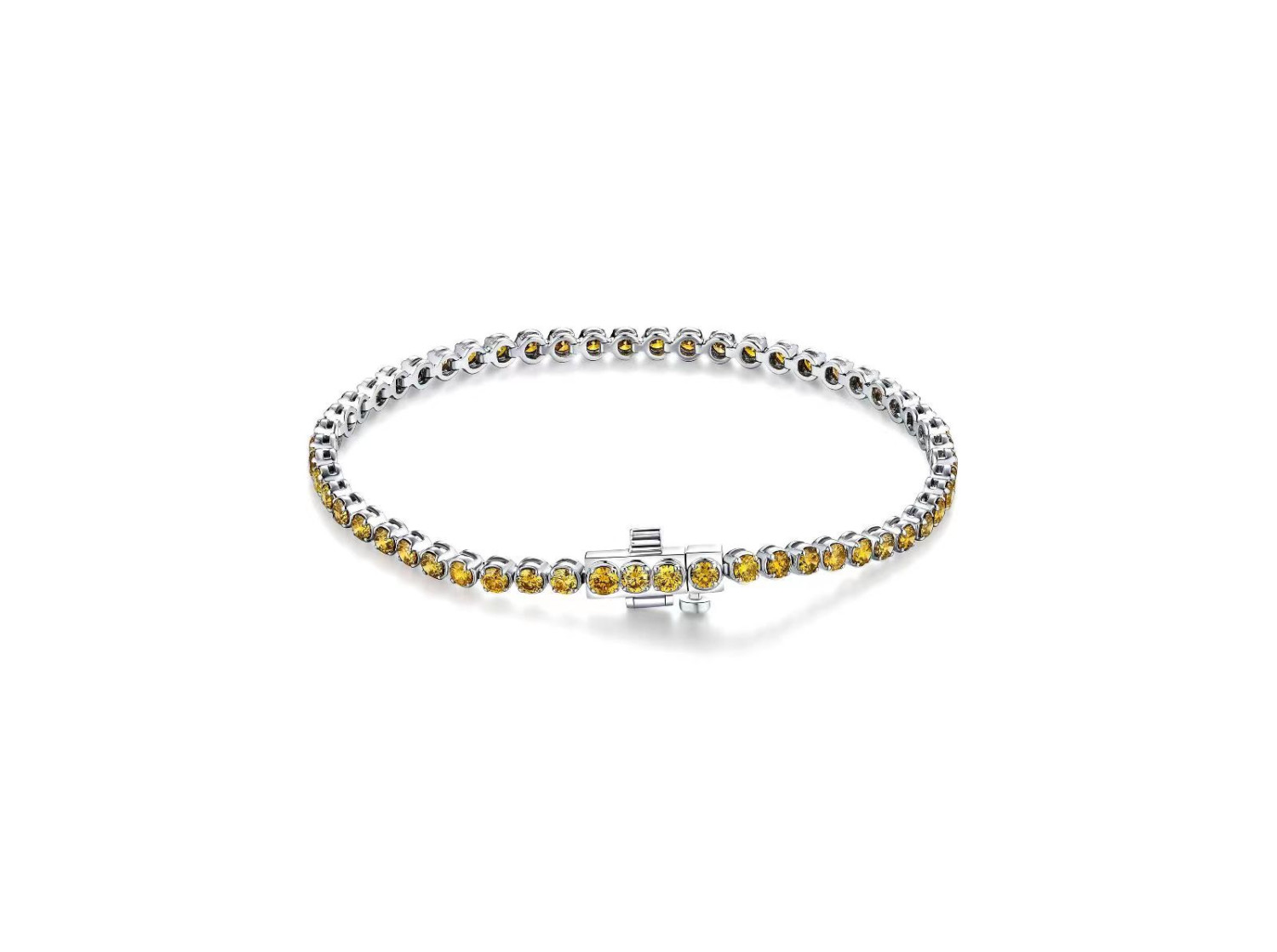 Golden Yellow Diamond Tennis Bracelet / PK-16B/EHNR