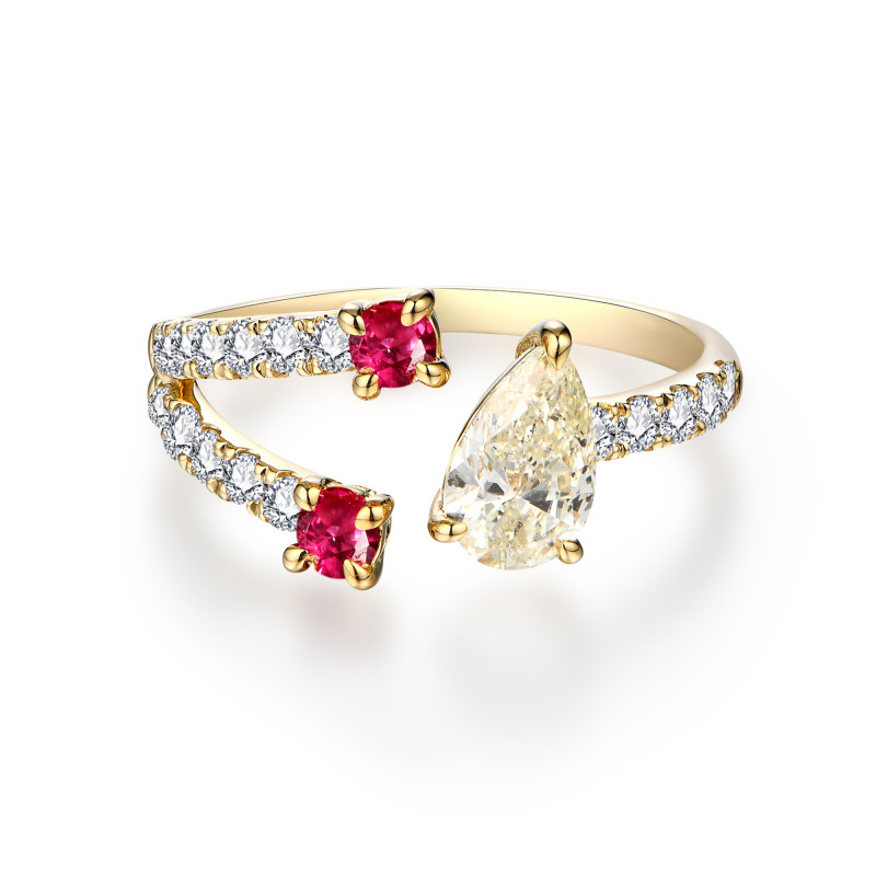 Ruby & Light Yellow Diamond Open Ring / PK-39R+1/OER