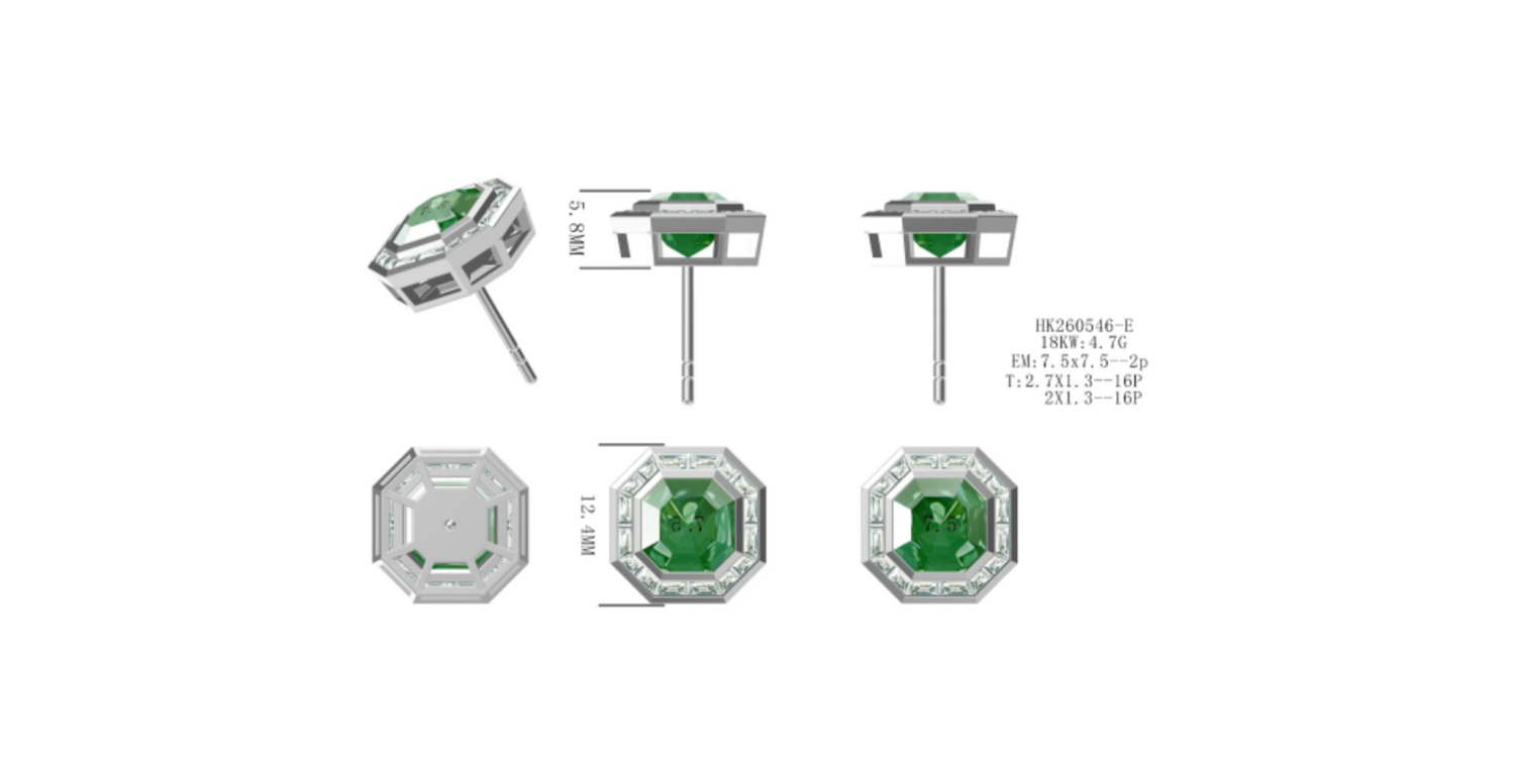 HK260546-E(PK-184E) / Gemstone Earrings