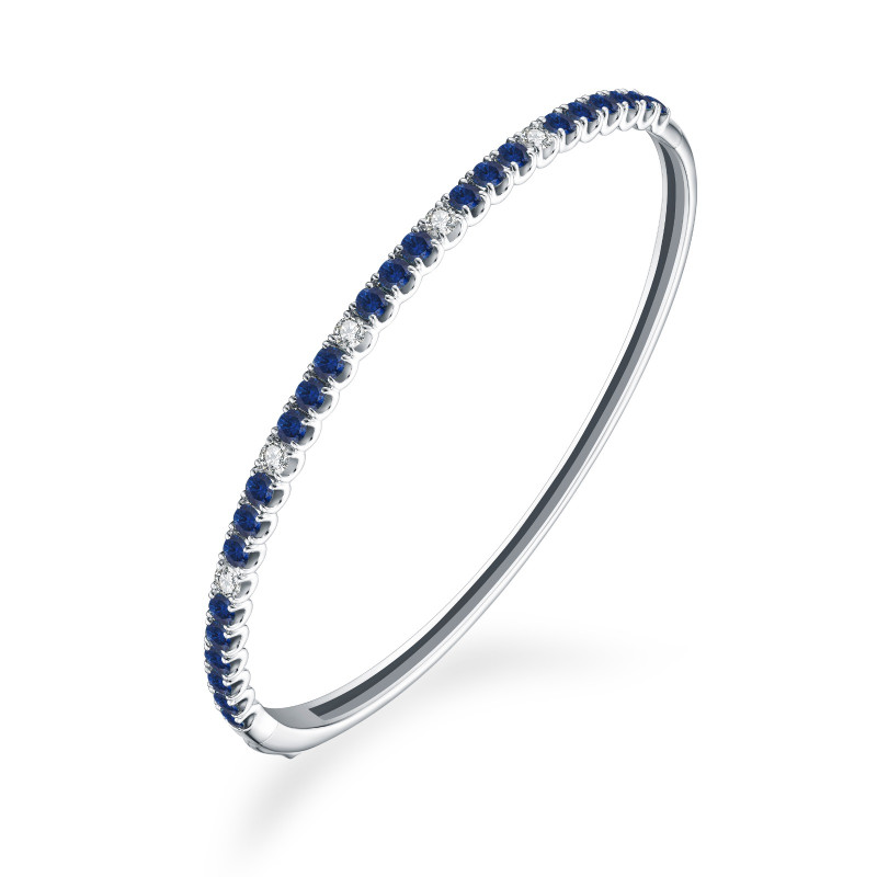 Classic Blue Sapphire and White Diamond Half Bangle / PK-23B+3/MMMR