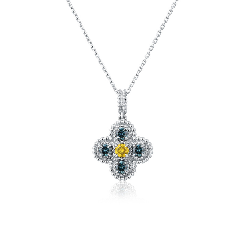 Beaded Multi Colour Diamond Pendant with Chain / PK-29P/CSR