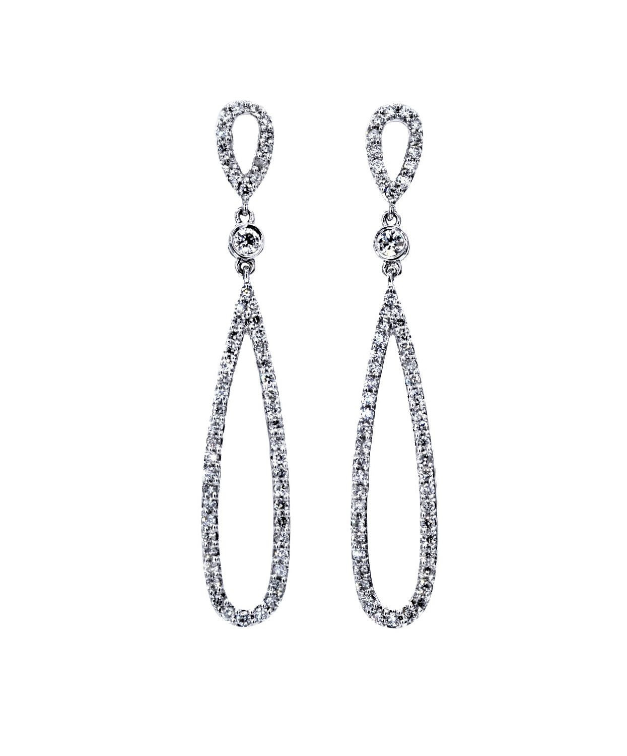 Long Oval White Diamond Earrings / PK-13EO/TNR