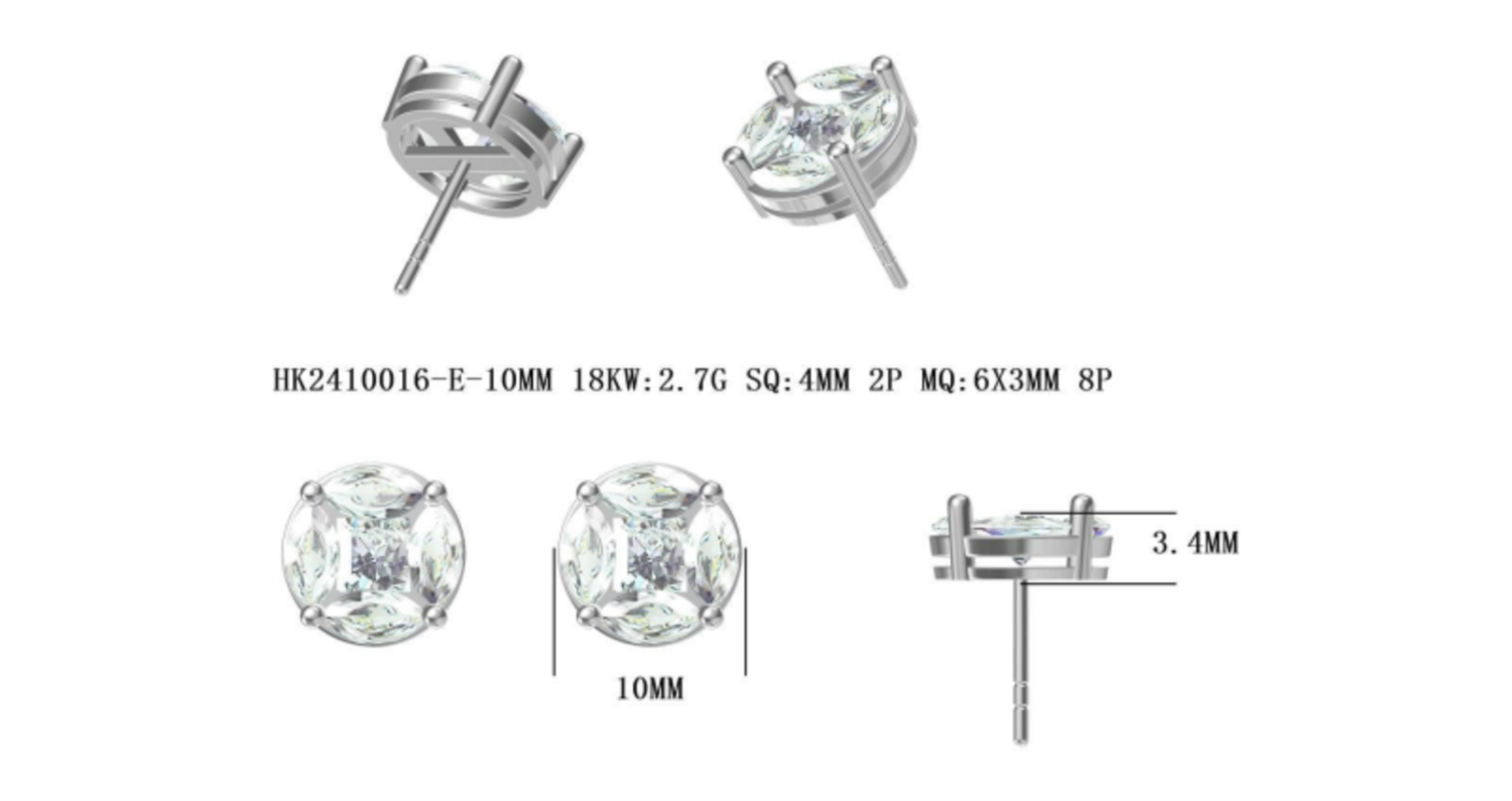 HK2410016-E(PK-174E-10mm) / Diamond Earrings