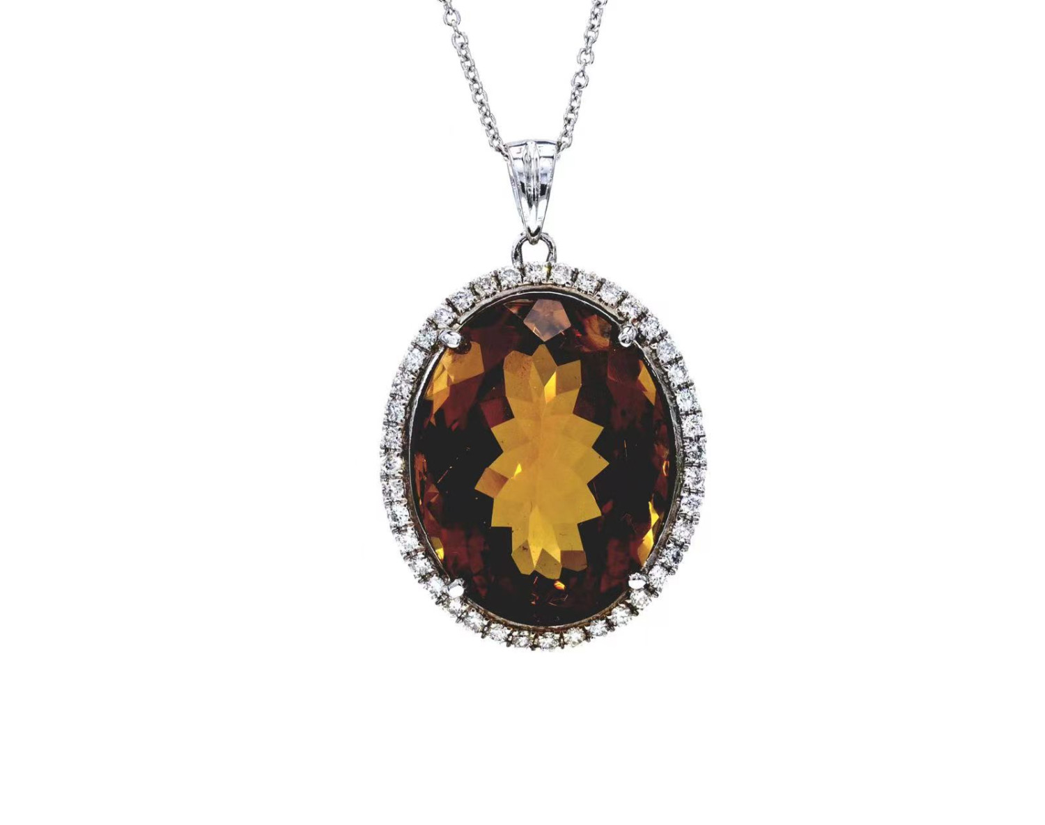 Oval Citrine Diamond Pendant / PK-20P/HRR