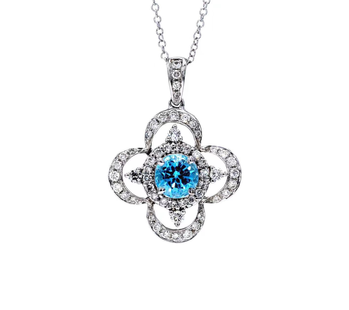 Blue Topaz Diamond Pendant / PK-11P/HAR