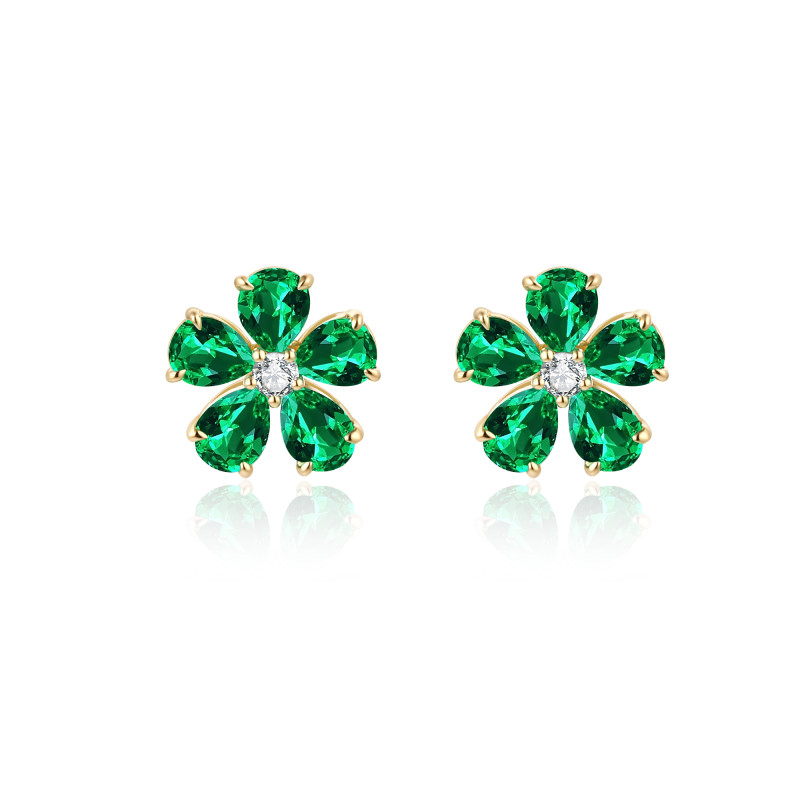 Natural Emerald and White Diamond Earrings / PK-70SE/HNR-1