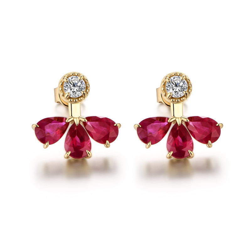 Floral Ruby Earrings / PK-19E+2/HSR