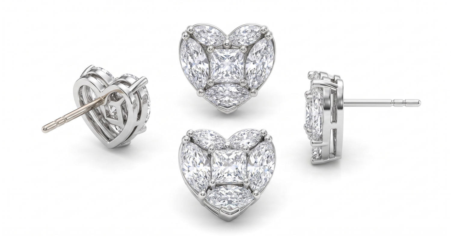 Heart Illusion Earrings / HK2508017-E