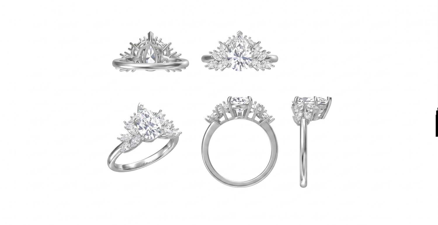 Pear Diamond Engagement Ring / HK250920-R