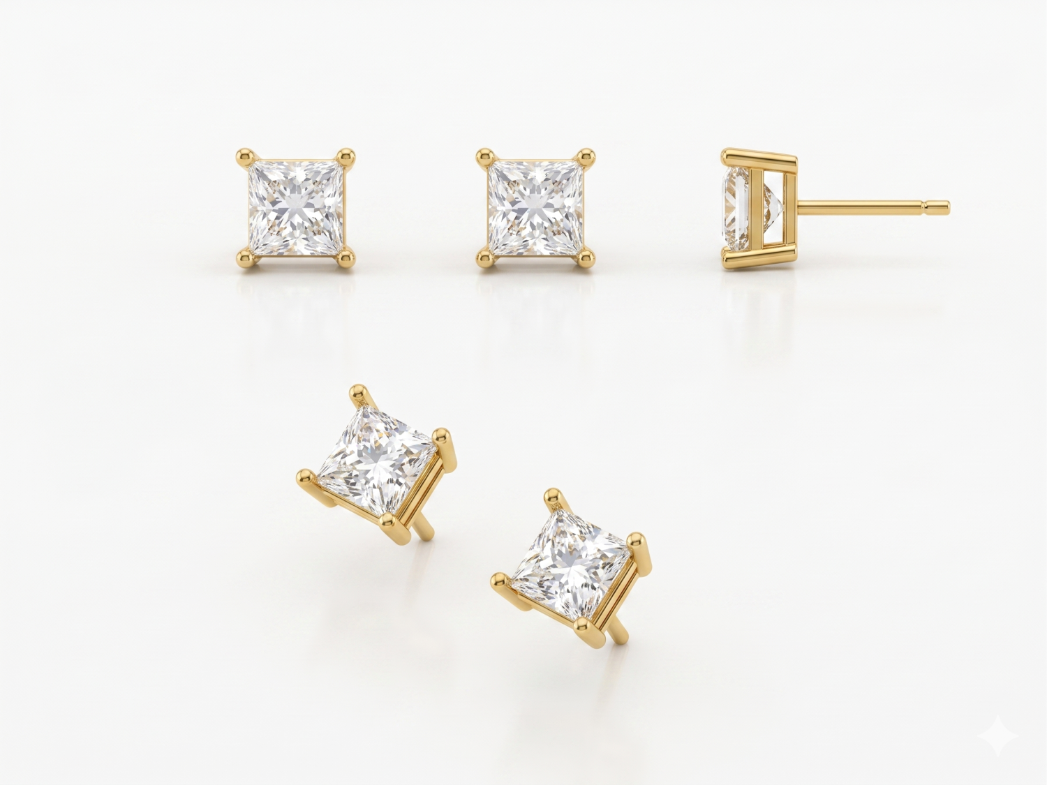 Princess Stud Diamond Earrings / MDG-E-1243