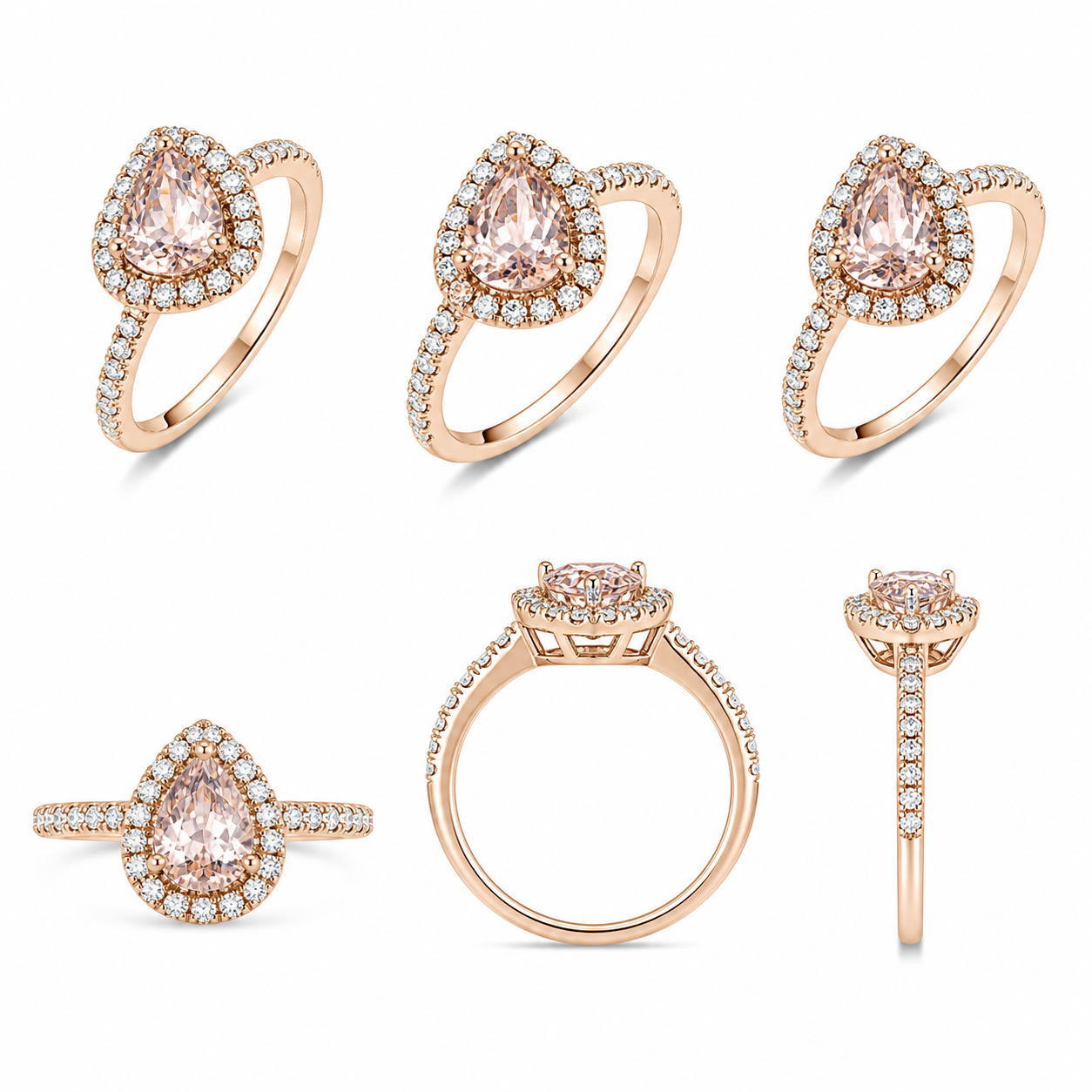 Morganite With White Diamond Ring / PK-94R/HOR
