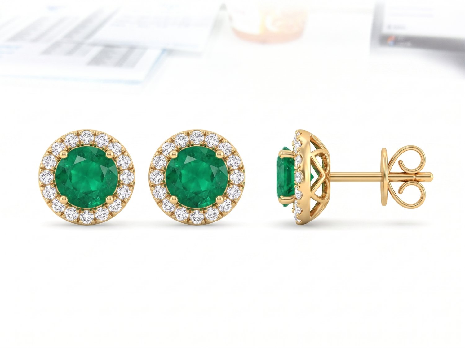 Emerald With Diamond Earrings / PK-95E+1/HRR