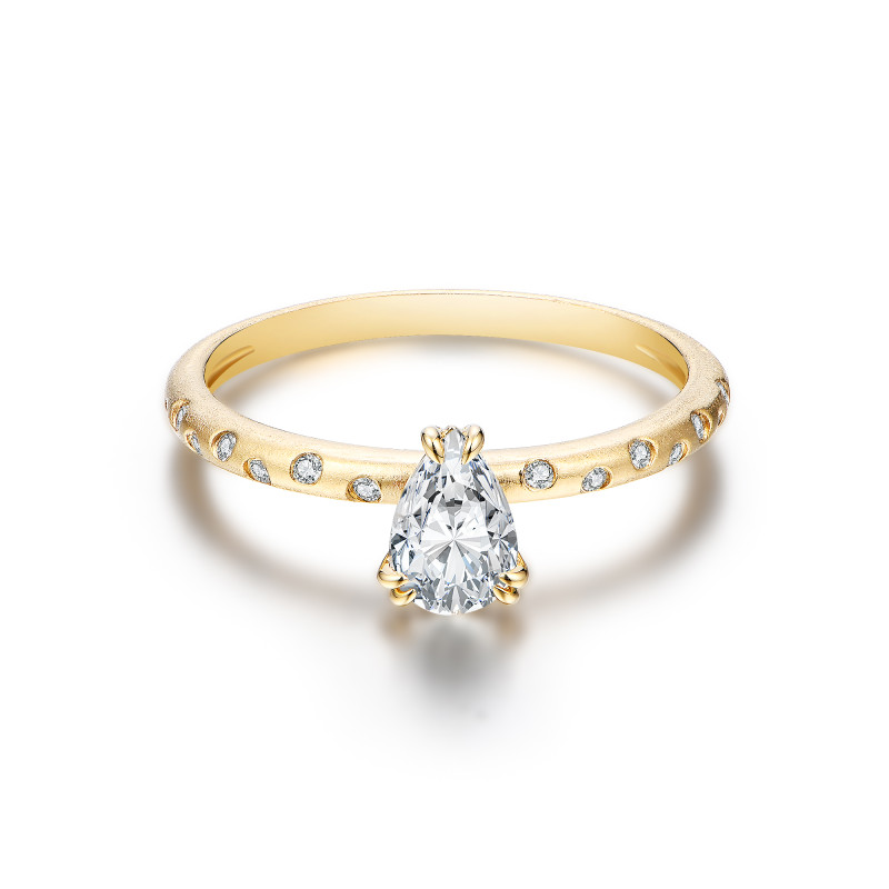 Pear Sand Finish Diamond Ring / PK-124R+1/TRR