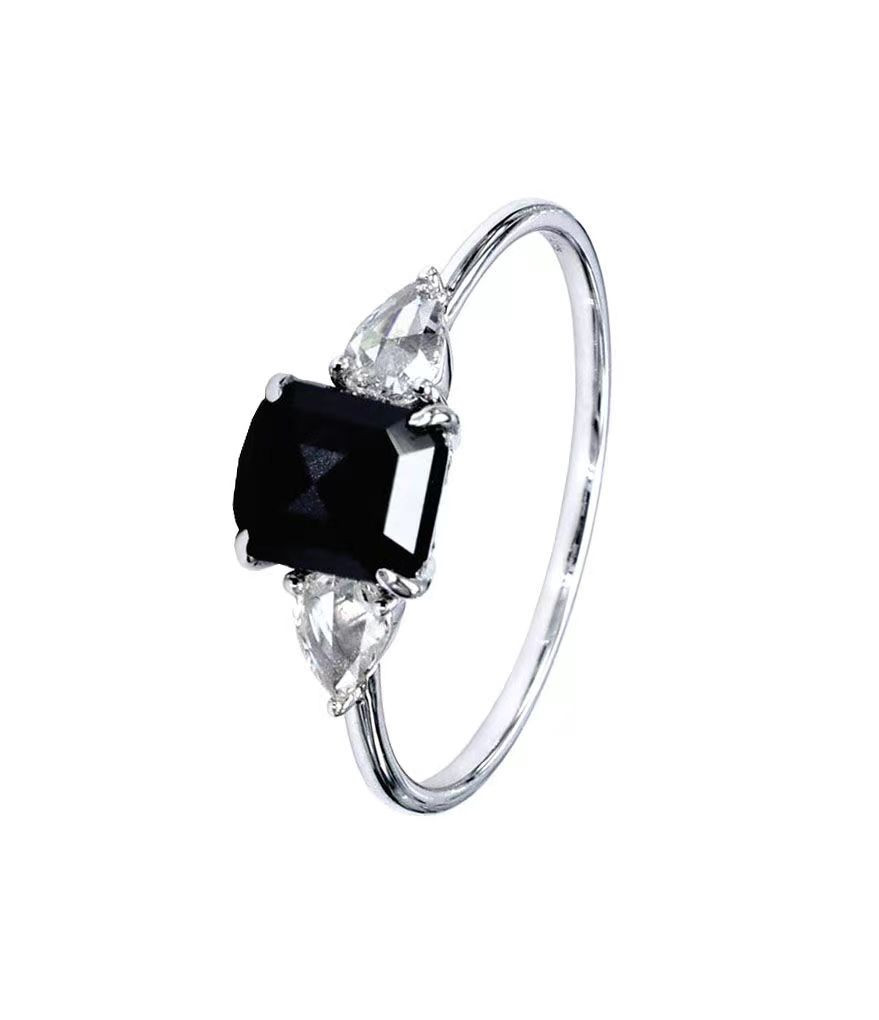 Cushion Black Diamond Ring / PK-106R/SRR