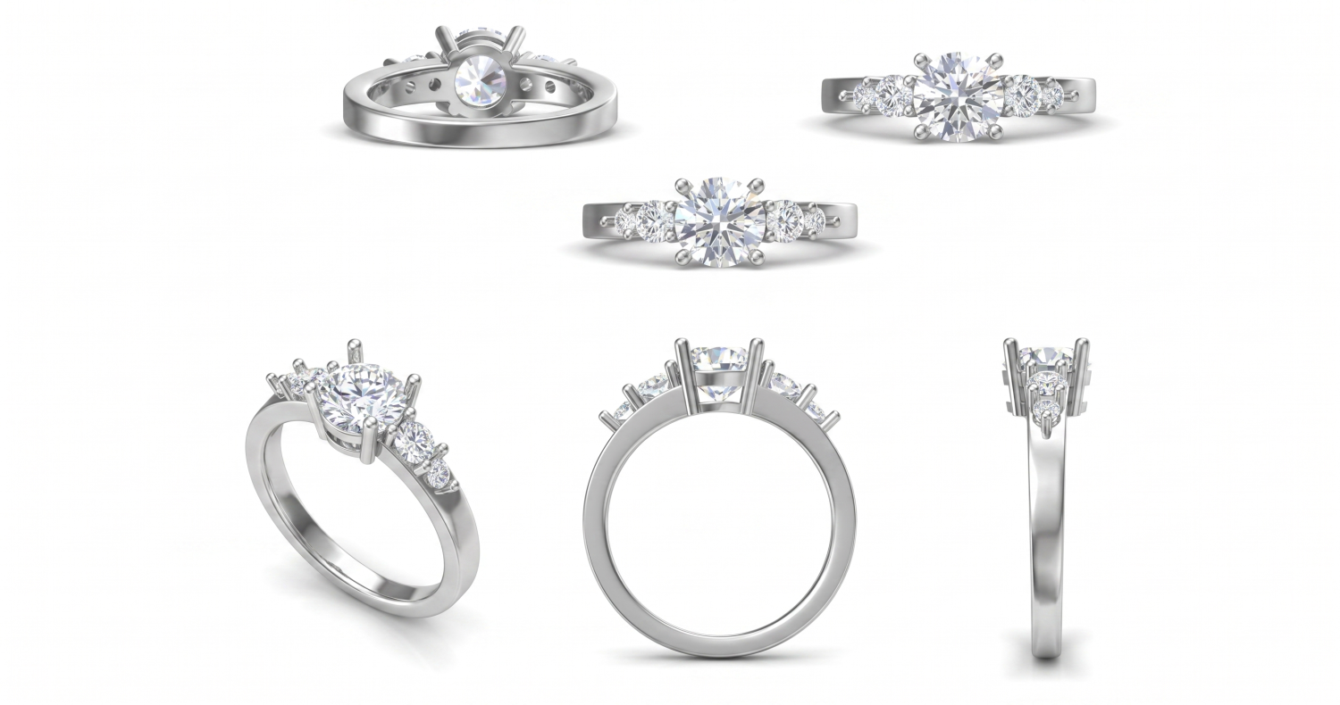 Round Diamond Ring with Small Diamonds / HK2508027-R