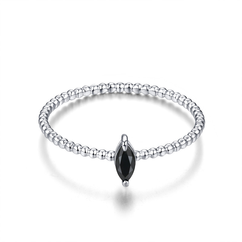 Marquise Black Diamond Beaded Ring / PK-143R/MRR