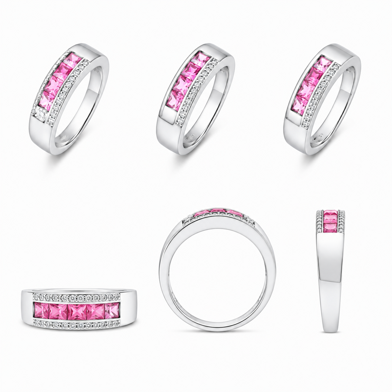 Colour Sapphire With White Diamond Ring / PK-184R+3/CCR