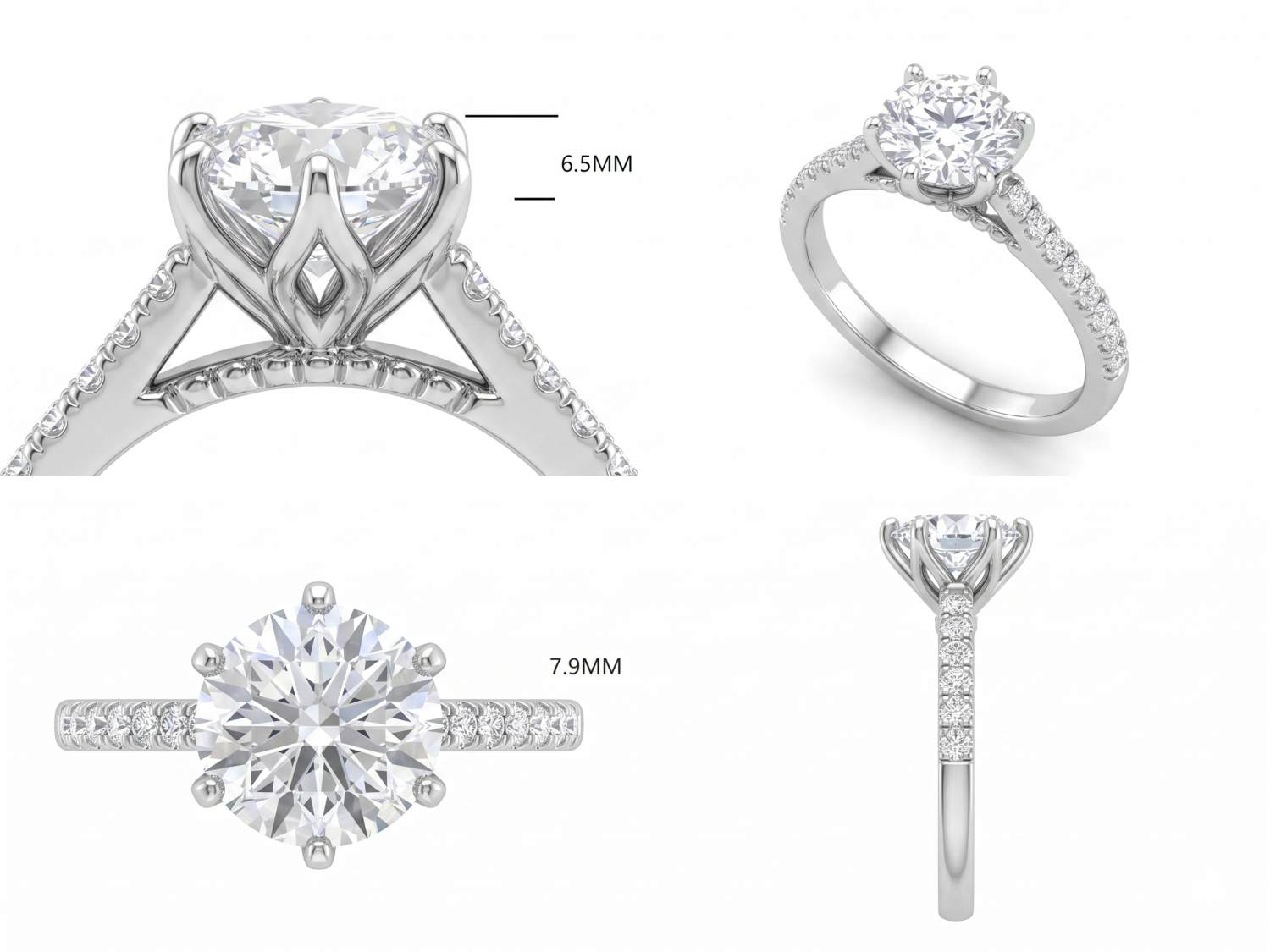 1ct Round Diamond Engagement Ring With Halo and Gallery / MDG-R-1492