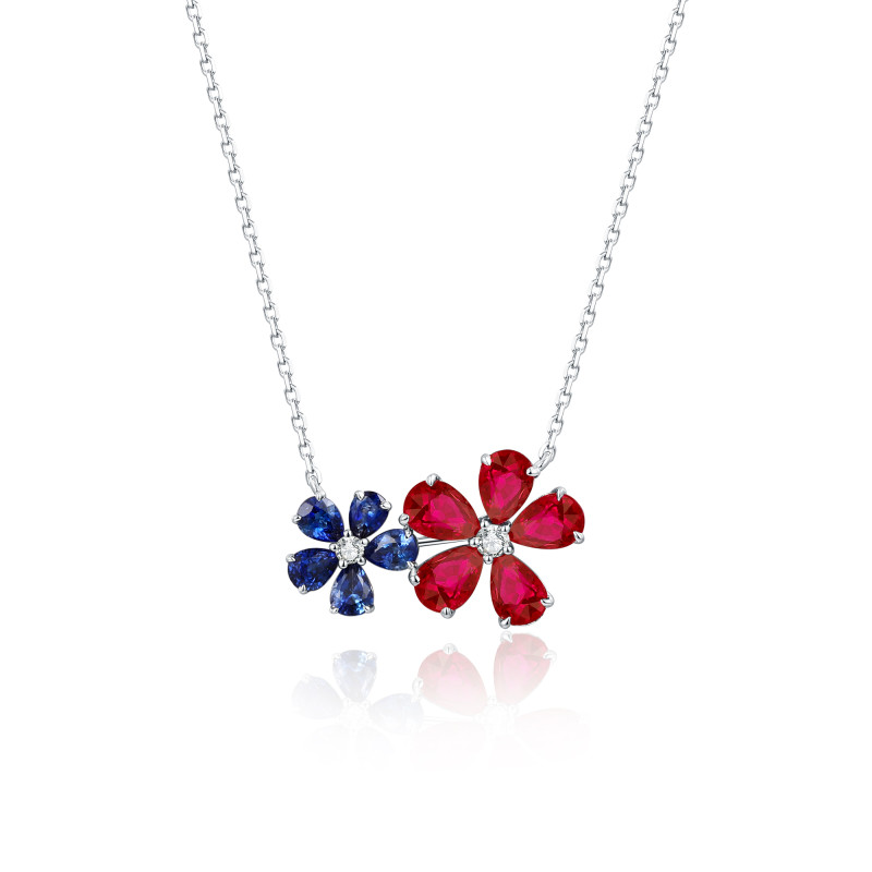 Natural Sapphire & Ruby and White Diamond Pendant / PK-69SP+1/MRAR