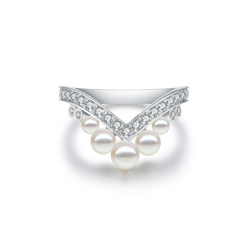 Classic Fresh Pearl and Diamond Ring / PK-81R+1/HHR