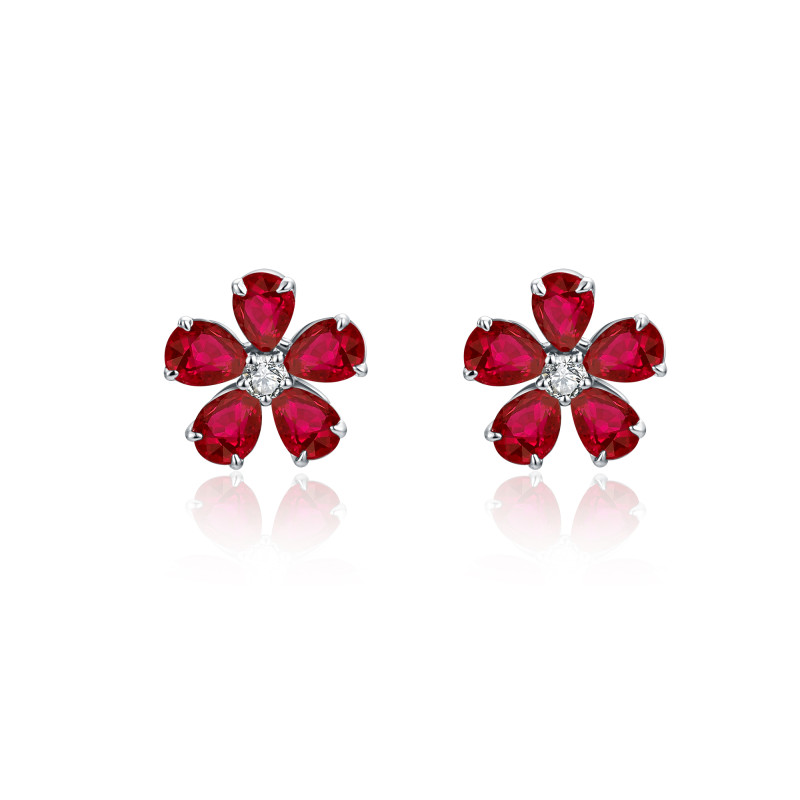Natural Ruby and White Diamond Earrings / PK-69SE+1/HTR