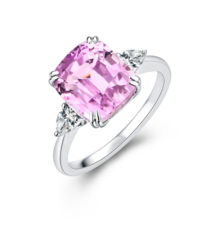 Rectangle Natural Kunzite Diamond Ring / PK-125R/AER