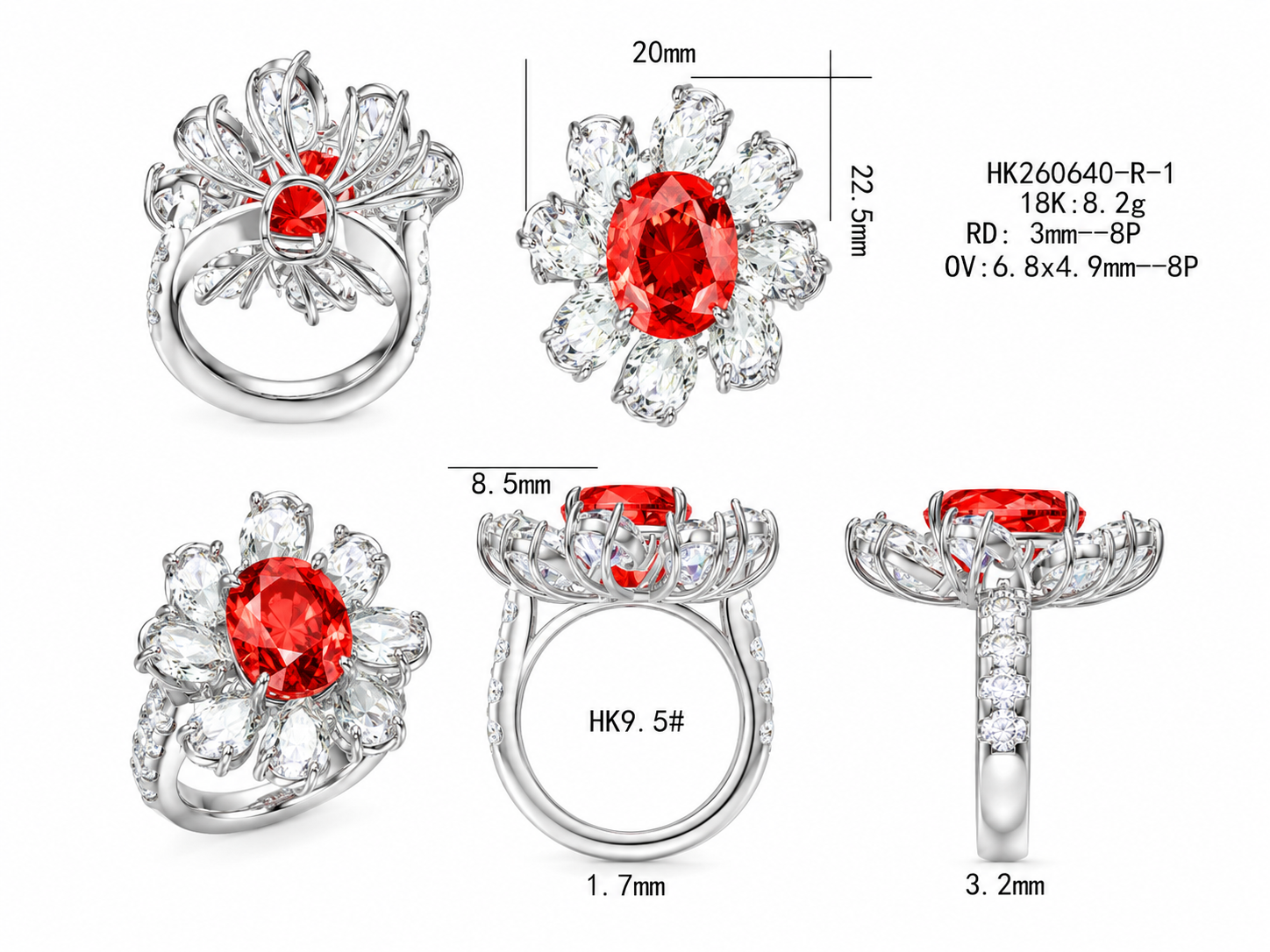 Ruby Ring with Diamond / HK260640-R-1