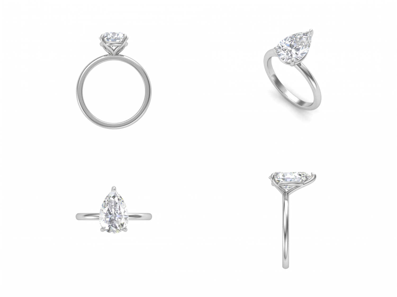 Pear Diamond Plain Band Engagement Ring / MDG-R-1529