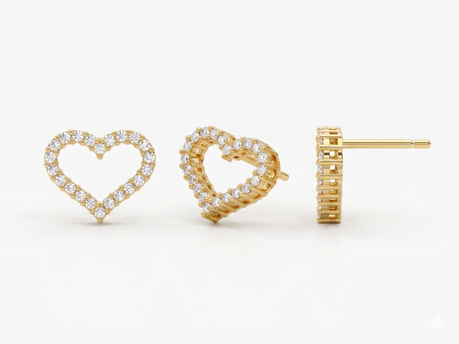 Earring Heart Pave Stud-MDG-E-1558